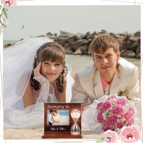 Blosssound Wedding Unity Sand Ceremony Set with Wooden Frame and Hourglass