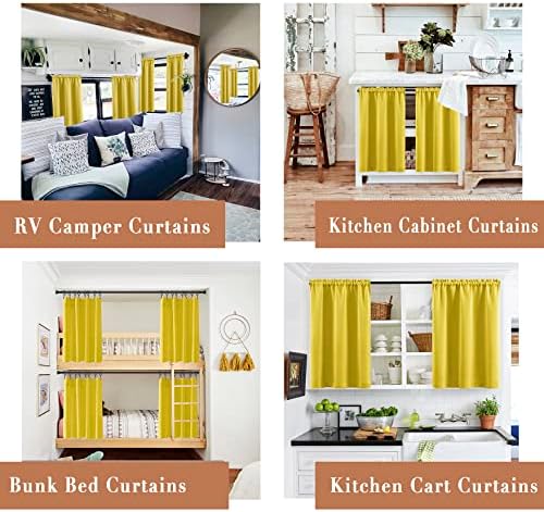 XTMYI Short Mustard Yellow Curtains 2 Panel Set