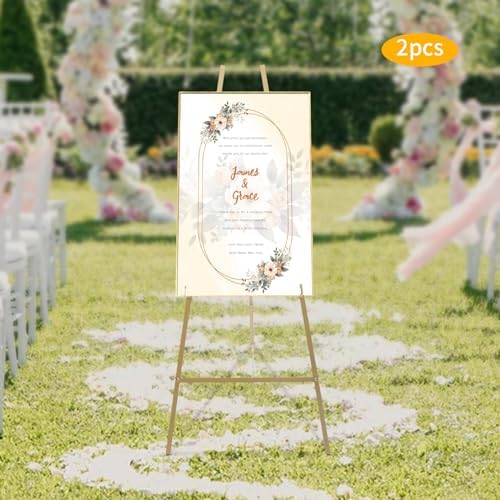 2PC 34FT H Gold Wedding Welcome Signs Easel Stand
