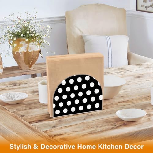 Caikeny Napkin Holder Black White Polka Dot Acrylic