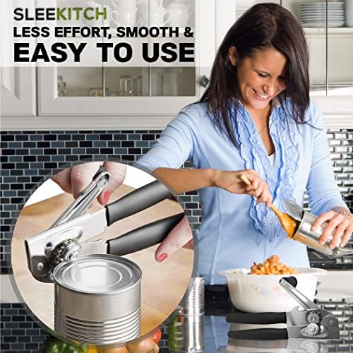Sleekitch Heavy Duty Manual Can Opener With Bottle Opener Hook