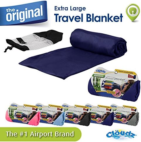 Cloudz Extra Large Airplane Travel Blanket Navy Blue