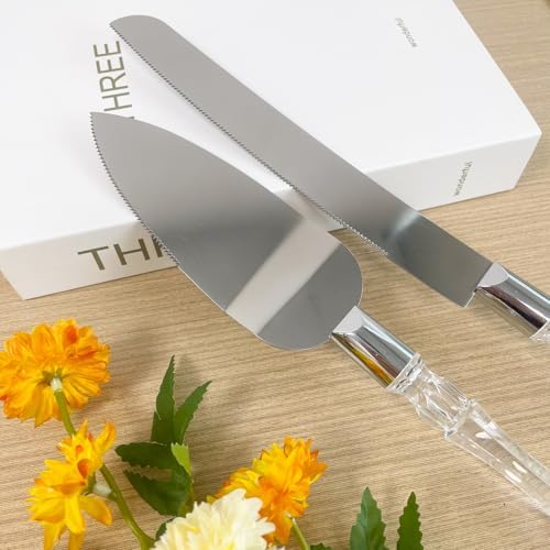 Adorox Cake Knife and Server Set with Acrylic Handles