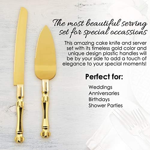 Homi Styles Gold Elegant Cake Knife and Server Set of 2