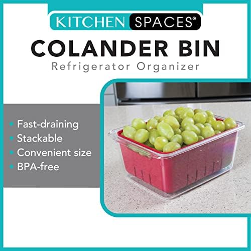 Kitchen Spaces KSCB12-AMZ Red Clear Stackable Colander Bin