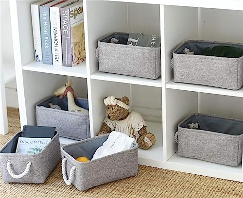 TheWarmHome Storage Bins for Shelves - Grey Small Baskets