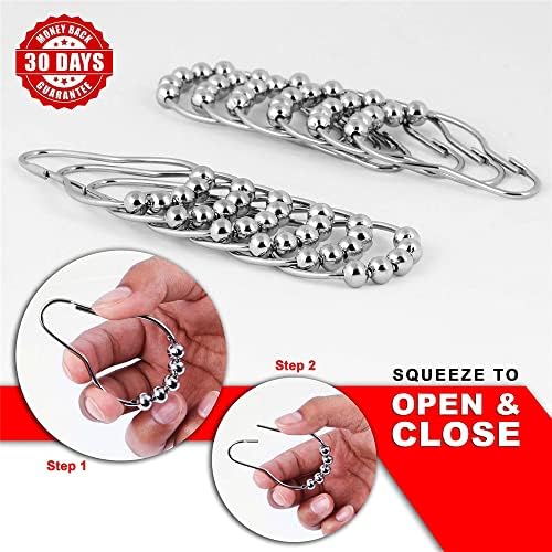 Uigos Chrome Shower Curtain Hooks Set of 12