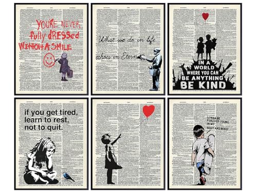 Banksy Inspired Wall Art Set - 6 Prints 8x10