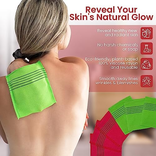 Anti-Shrink Korean Exfoliating Bath Mitt Scrub Washcloth 6 Pack