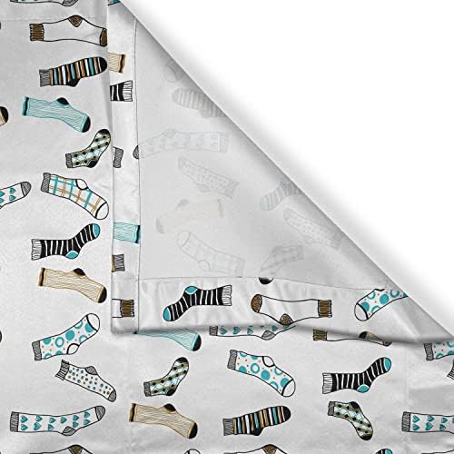 Ambesonne Cartoon Kitchen Curtains 2 Panel Set Blue Beige 55x39