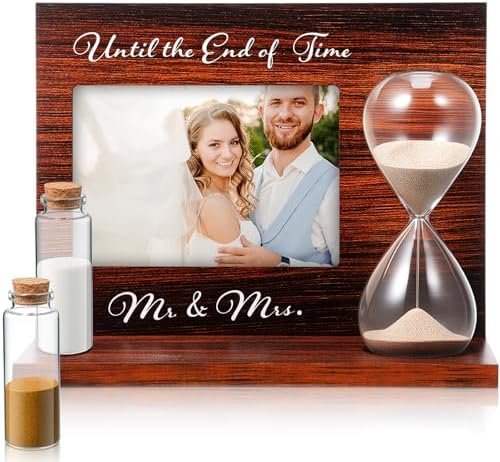 Blosssound Wedding Unity Sand Ceremony Set with Wooden Frame and Hourglass