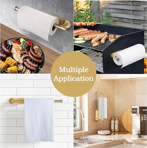 Self Adhesive Gold Paper Towel Holder for Kitchen Wall and Cabinet