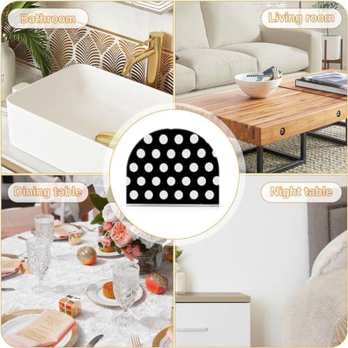 Caikeny Napkin Holder Black White Polka Dot Acrylic