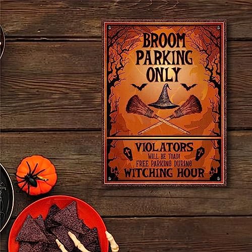 Broom Parking Only Witch Halloween Metal Sign