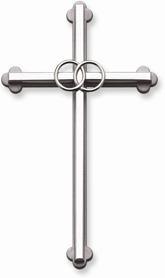 Cathedral Art Wedding Wall Cross 8 Inches Silver