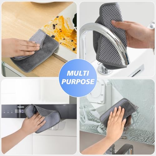 KinHwa Kitchen Washcloths with Poly Scrub Side 9 Pack