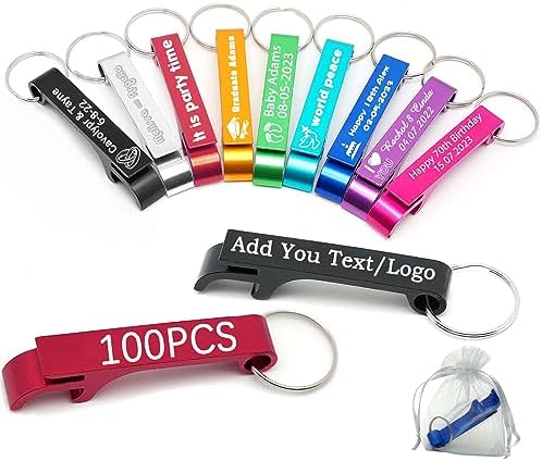 100pcs Personalized Aluminum Bottle Opener Keychain