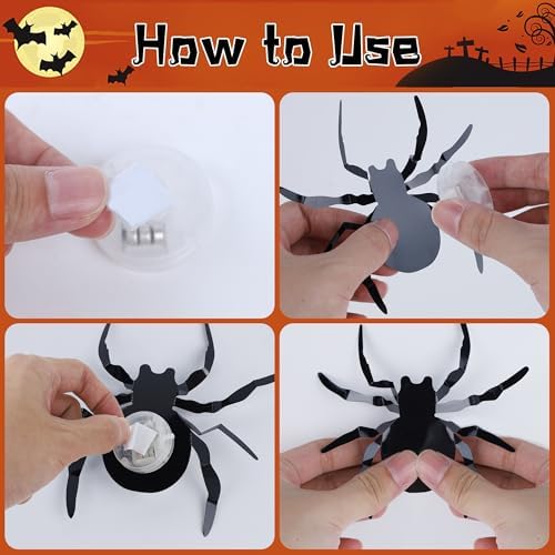 DRDUDU 36 Halloween Spider Wall Decor with LEDs