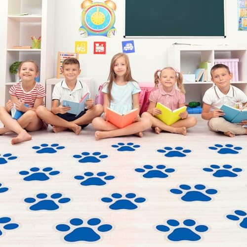 ReliThick 30 Pcs Blue Paw Print Floor Decals
