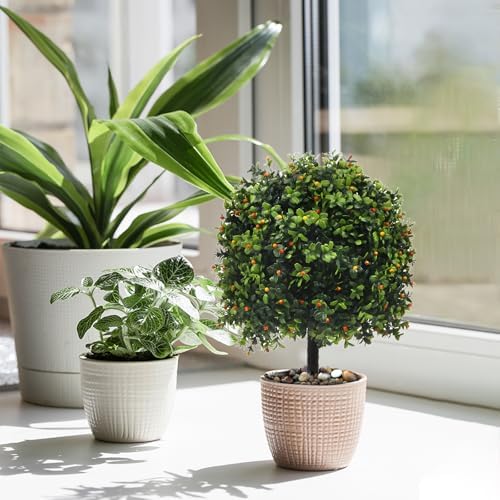 KUKKUME Artificial Boxwood Topiary Set of 2