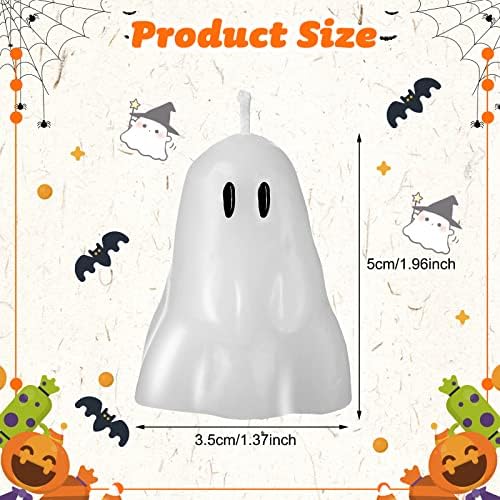 Jutom 10 Pack White Halloween Candles with Ghost Design