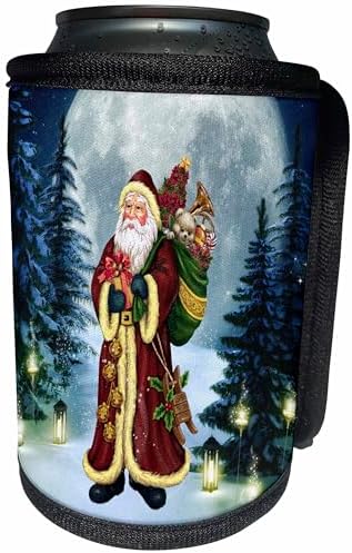 3dRose Can Cooler Wrap - Santa Claus Walks Through The Woods