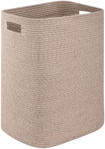 OIAHOMY Laundry Hamper Brown Variegated Rectangle Cotton Basket with Handles - 16x13x22in