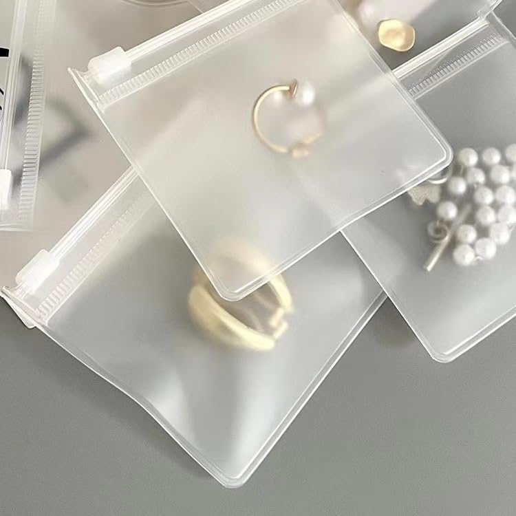 Customizable Matt Frosted Jewelry Bags with Slider Zipper 20PCS