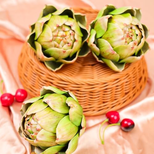 3Pcs Large Green Faux Artichoke Artificial Vegetable Decor