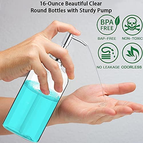 Elegant Clear Soap Dispenser with Rust Proof Pump 2 Pack