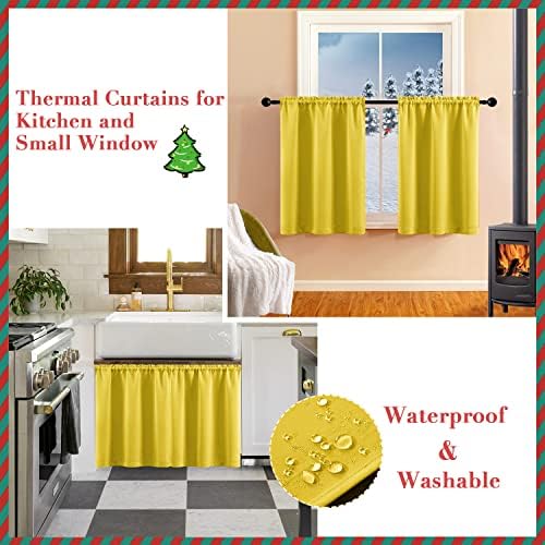 XTMYI Short Mustard Yellow Curtains 2 Panel Set