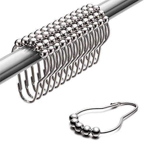 Uigos Chrome Shower Curtain Hooks Set of 12
