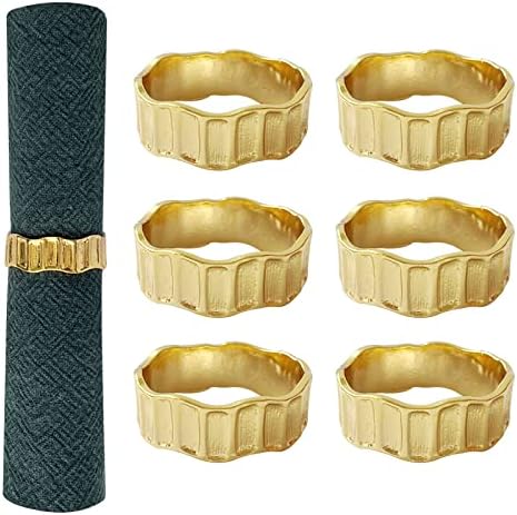 Gold Napkin Rings Set of 6 Shiny Table Decor