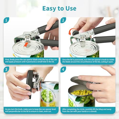 Ultrean Manual Can Opener Bottle Opener Gray