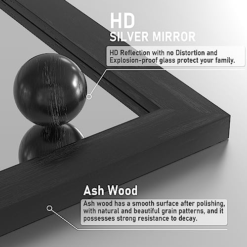 Black Farmhouse Mirror Wall Mount 18x26 Inch