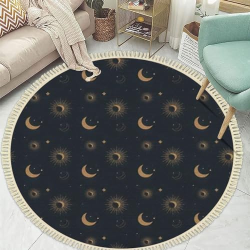 Bohemian 4x4 Round Tassel Carpet Rug for Living Room Playroom