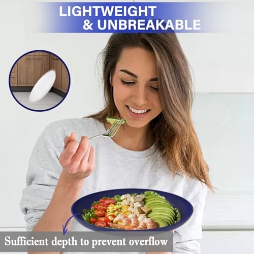 Wheat Straw Dinner Plates Set of 8 Unbreakable Deep Plates 10 Inch
