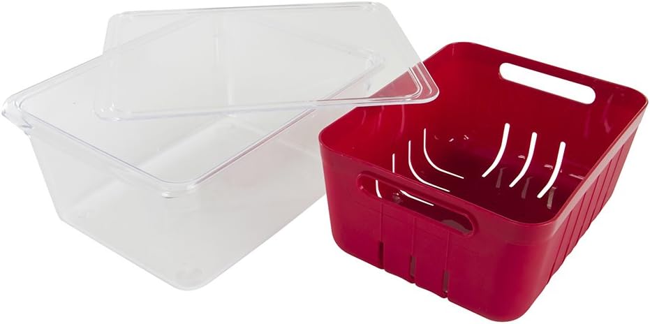 Kitchen Spaces KSCB12-AMZ Red Clear Stackable Colander Bin
