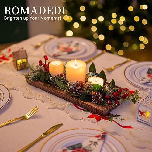 Romadedi Wooden Candle Holder Tray for Home Decor