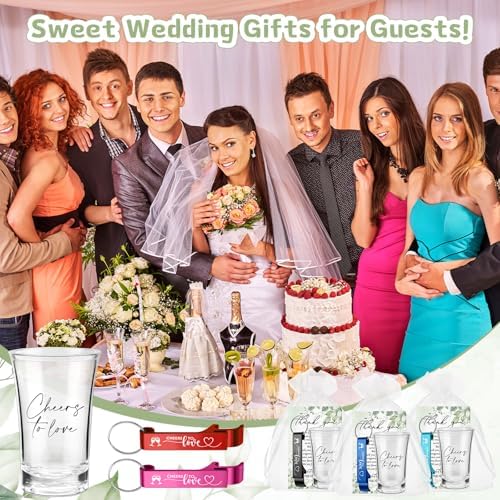 200 Pcs Wedding Favors Set with Shot Glasses and Bottle Openers
