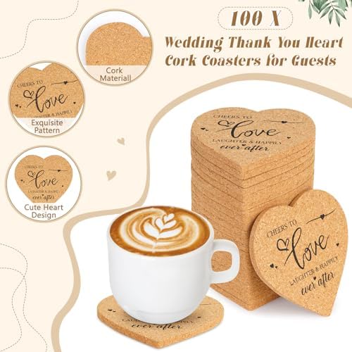 100 Heart Shaped Coasters Wedding Favors Gift Set