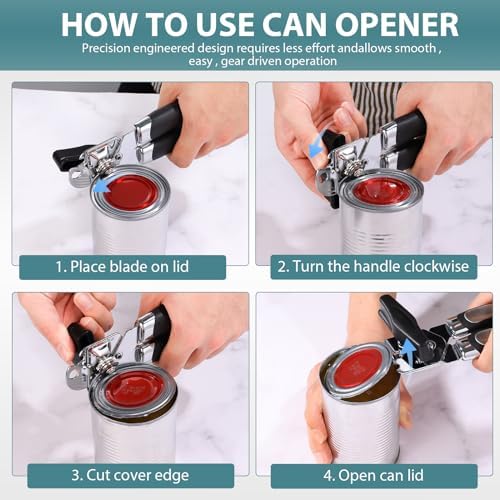 Lychico 3-in-1 Can Opener Stainless Steel Handheld Black