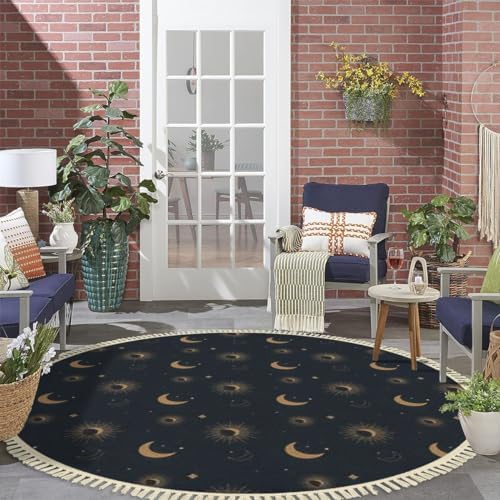 Bohemian 4x4 Round Tassel Carpet Rug for Living Room Playroom