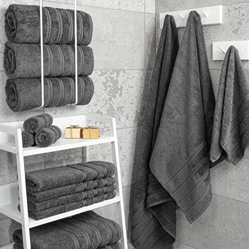 American Soft Linen 4 Piece Bath Towel Set Dark Gray