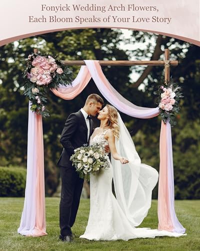 Fonyick Wedding Arch Flowers with Draping Fabric Set of 4