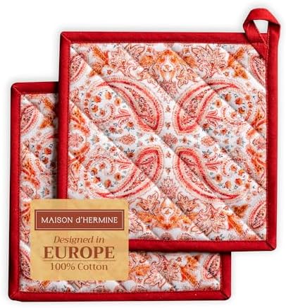 Maison d Hermine 100 Cotton Potholder Set of 2 8x8 Hot Pads