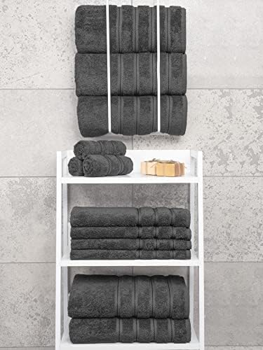 American Soft Linen 4 Piece Bath Towel Set Dark Gray