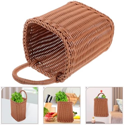 2pcs Square Woven Hanging Basket Set for Kitchen Living Room Storage