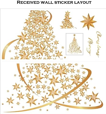 Golden Christmas Tree Window Clings Sticker for Glass
