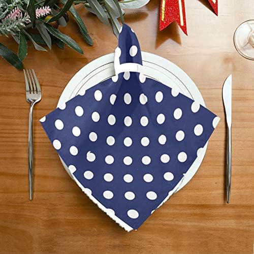 ALAZA Kitchen Cloth Napkins Set of 6 Navy Blue Polka Dot